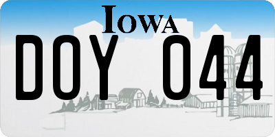IA license plate DOY044
