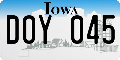 IA license plate DOY045