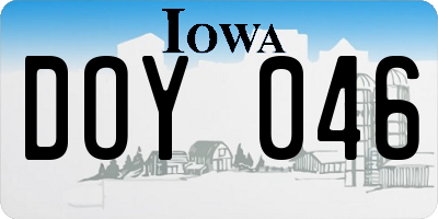 IA license plate DOY046
