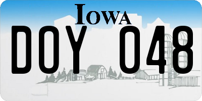 IA license plate DOY048