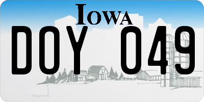 IA license plate DOY049