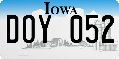 IA license plate DOY052