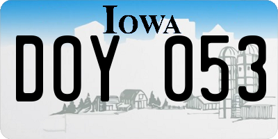 IA license plate DOY053