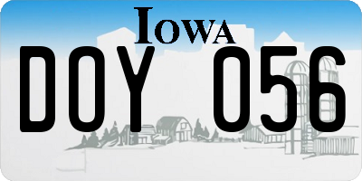 IA license plate DOY056