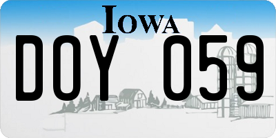 IA license plate DOY059