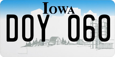 IA license plate DOY060