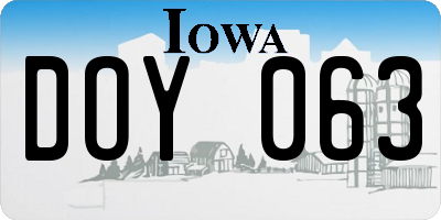 IA license plate DOY063