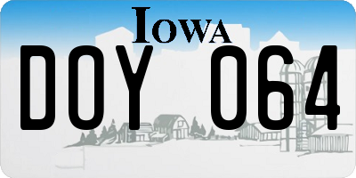 IA license plate DOY064