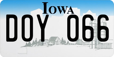 IA license plate DOY066