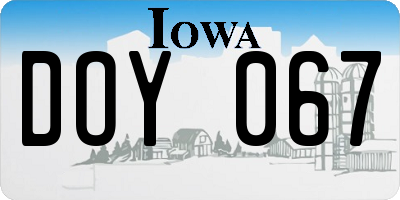 IA license plate DOY067
