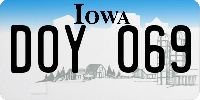 IA license plate DOY069