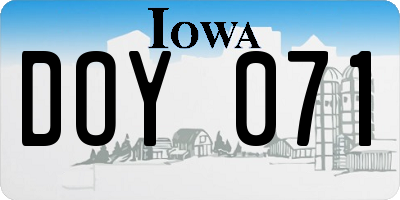 IA license plate DOY071