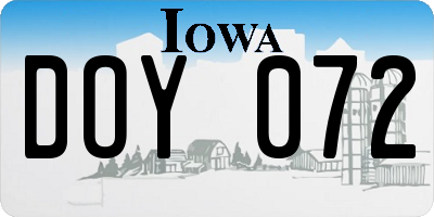 IA license plate DOY072