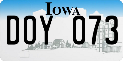 IA license plate DOY073