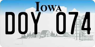 IA license plate DOY074
