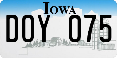 IA license plate DOY075
