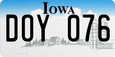 IA license plate DOY076