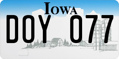 IA license plate DOY077