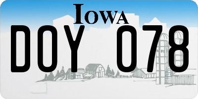 IA license plate DOY078