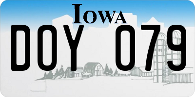 IA license plate DOY079