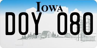 IA license plate DOY080