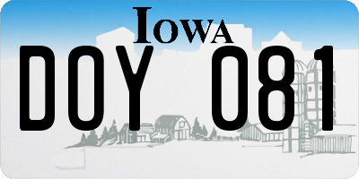 IA license plate DOY081
