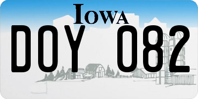 IA license plate DOY082