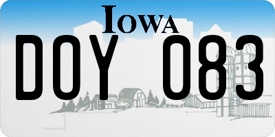 IA license plate DOY083