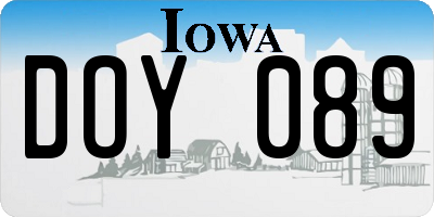 IA license plate DOY089