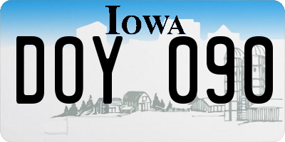 IA license plate DOY090