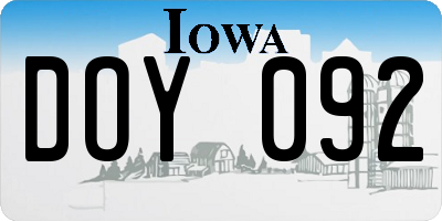 IA license plate DOY092