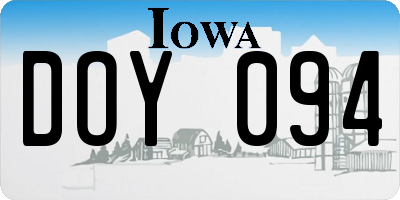 IA license plate DOY094