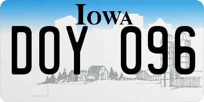 IA license plate DOY096