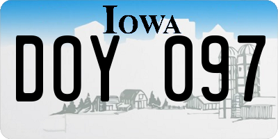 IA license plate DOY097
