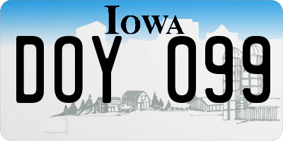 IA license plate DOY099