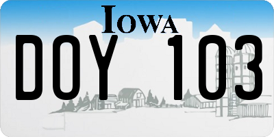 IA license plate DOY103
