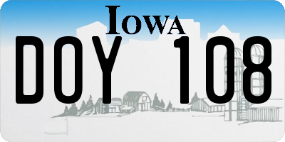 IA license plate DOY108
