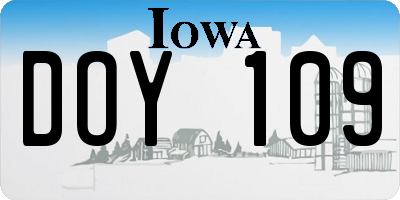 IA license plate DOY109