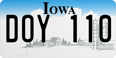IA license plate DOY110