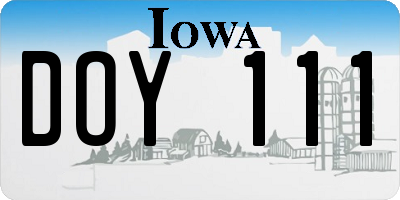 IA license plate DOY111