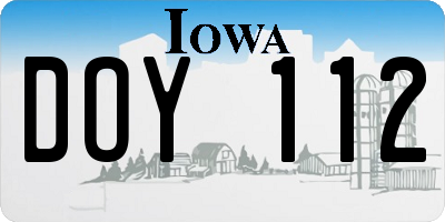 IA license plate DOY112