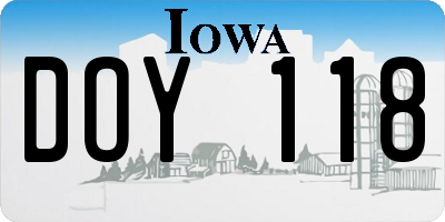 IA license plate DOY118