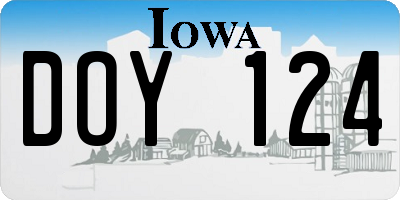 IA license plate DOY124