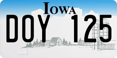 IA license plate DOY125