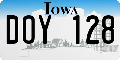 IA license plate DOY128