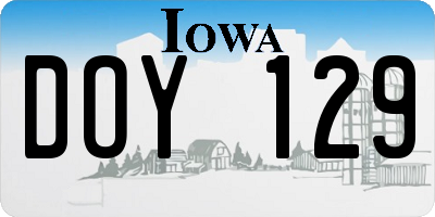 IA license plate DOY129