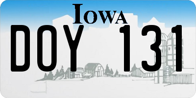 IA license plate DOY131