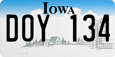 IA license plate DOY134