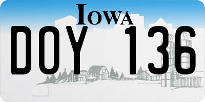 IA license plate DOY136