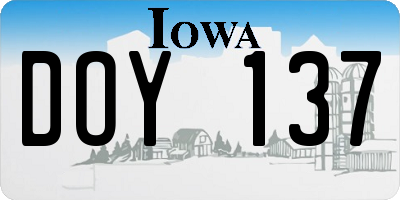 IA license plate DOY137